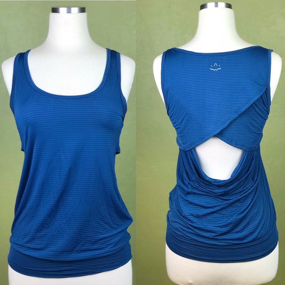 BEYOND YOGA Overlay Back Tank Striped Shirt XS